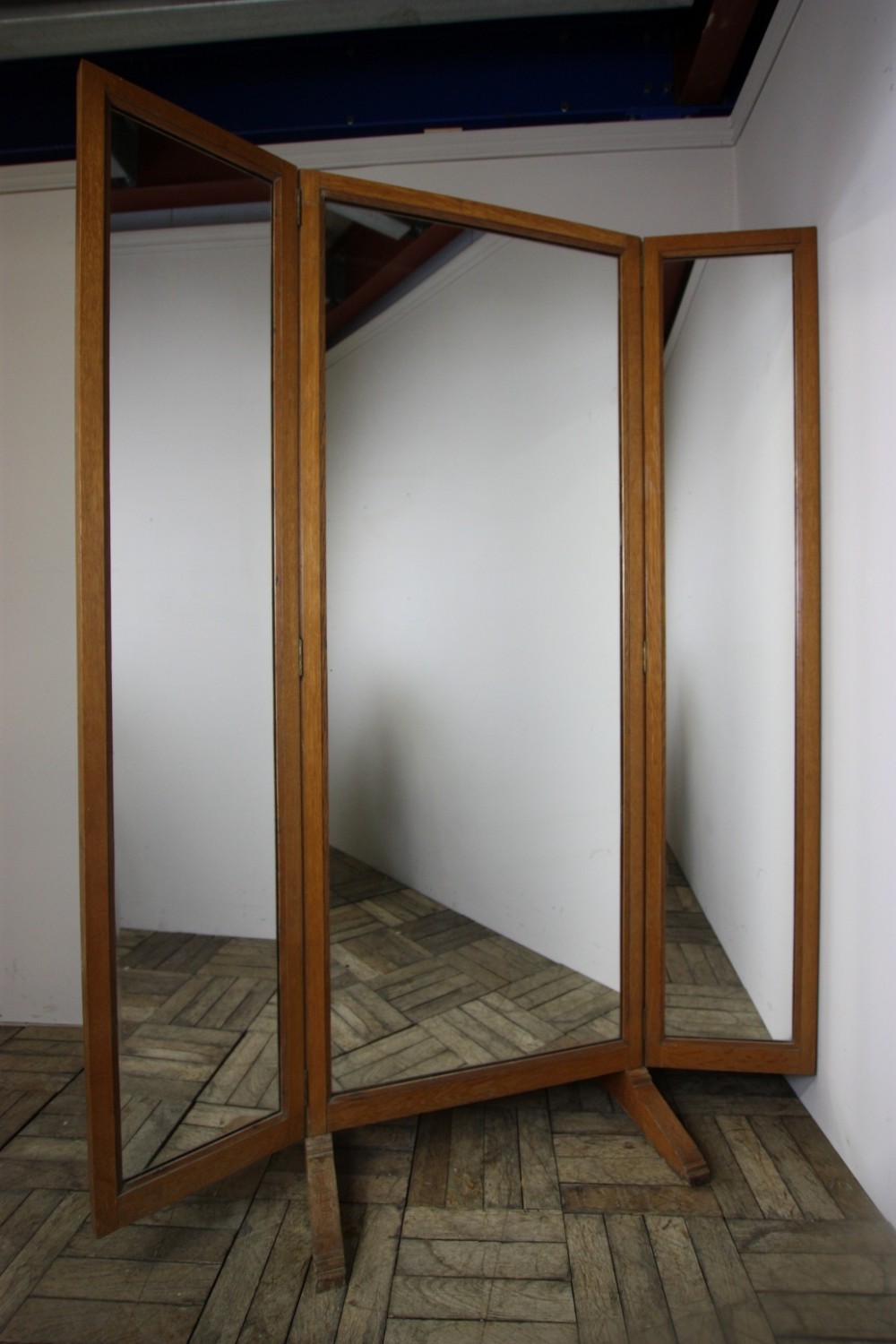 1920's English Triple Gentlemen's Outfitters Mirror.