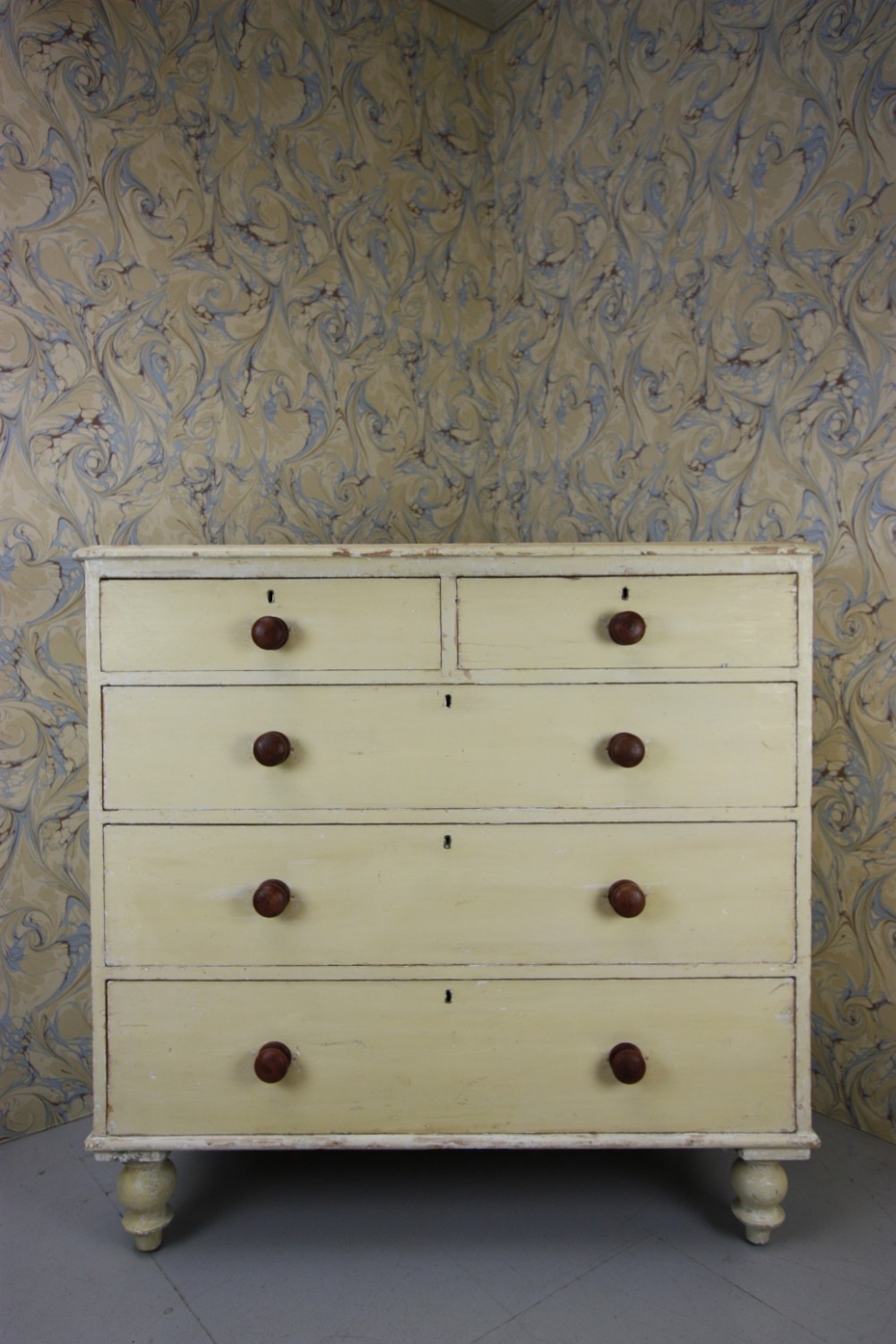 English Mid 19th Century Antique Chest in Original Paint.