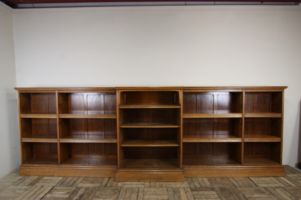 Huge 19th Century Antique Oak Open Bookcase.