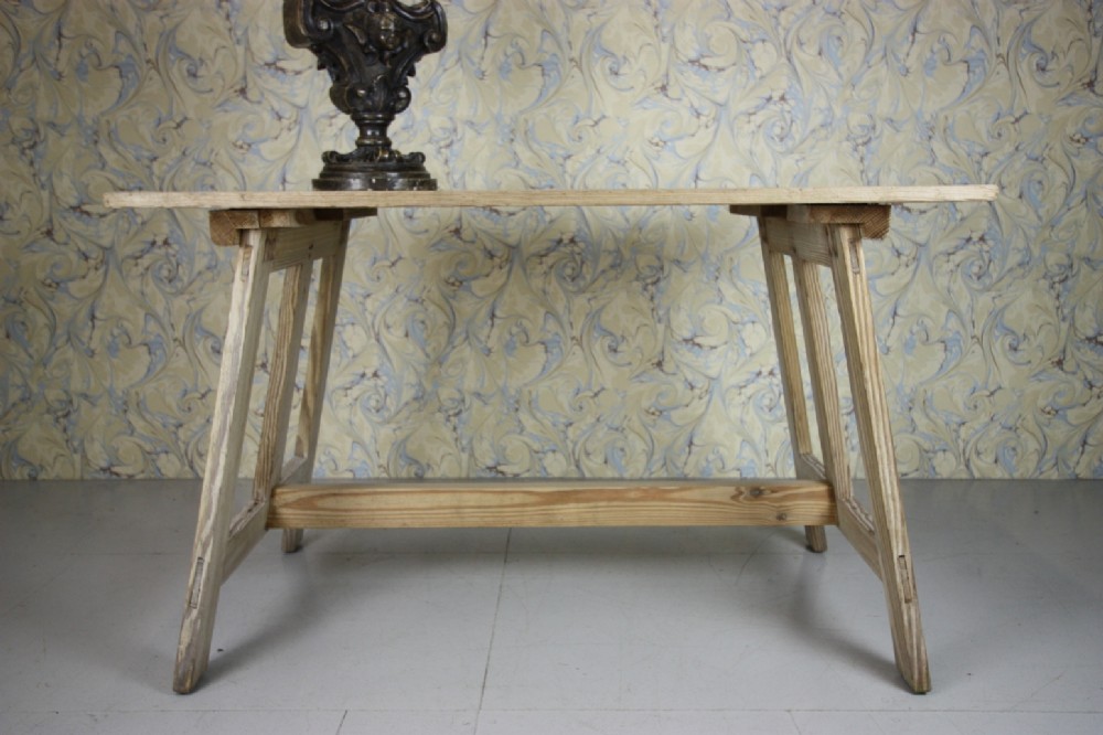 19th Century English Antique Bleached Pine Art Table. 