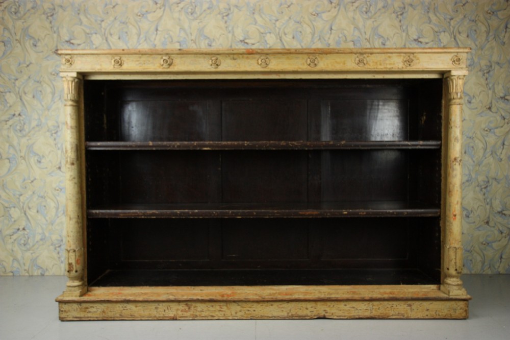 Superb Regency Antique Open Bookcase in Original Paint.