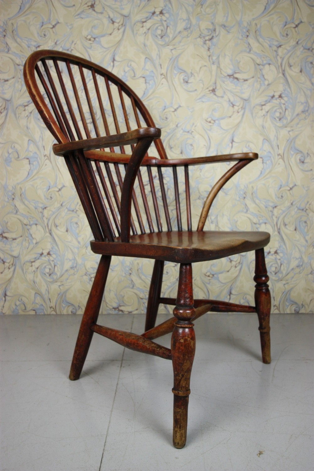English Antique Windsor Armchair in original Red Paint.