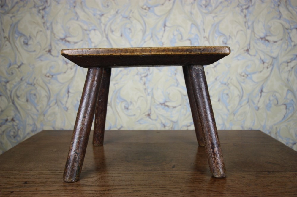 Country 18th Century Antique Sycamore Stool.