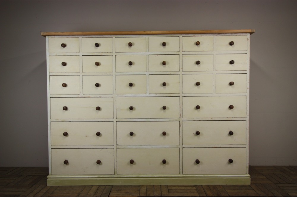 Fantastic Antique Bank of Drawers in Period Paint