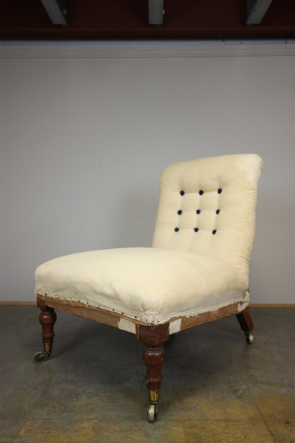 19th Century English Antique Upholstered Side Chair.