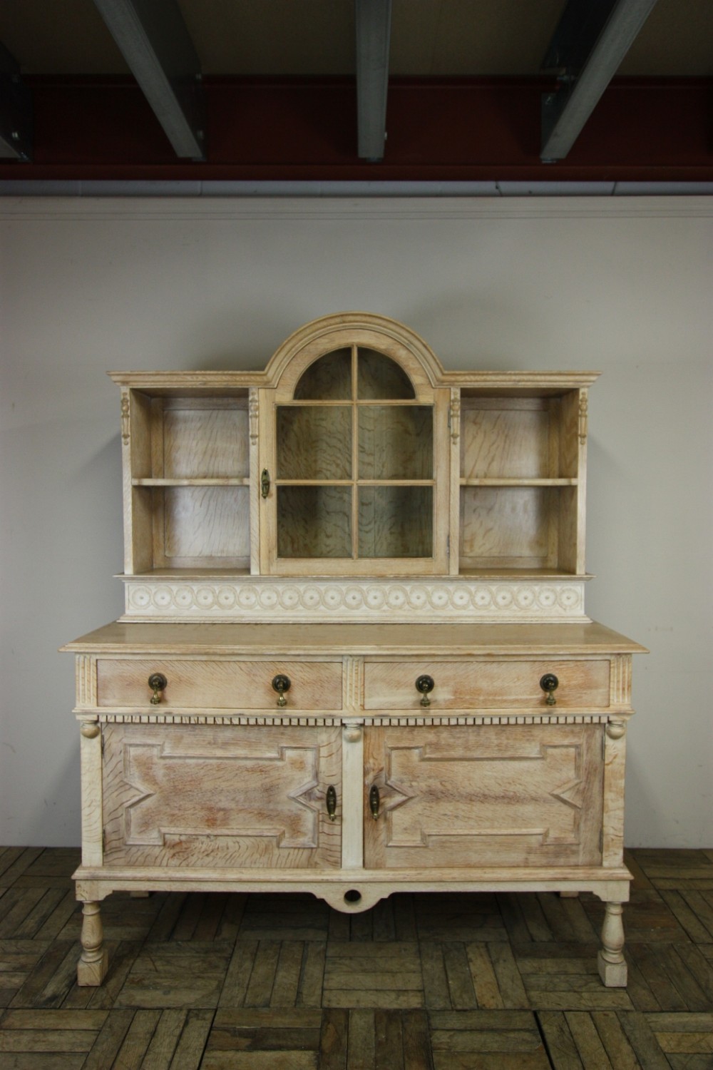 1920's Heals Oak Jacobean Revival Dresser. Labelled.