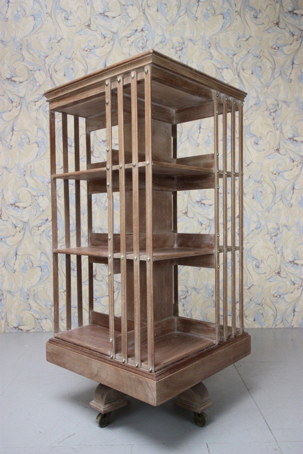 19th Century Pale Walnut Antique Revolving Bookcase.