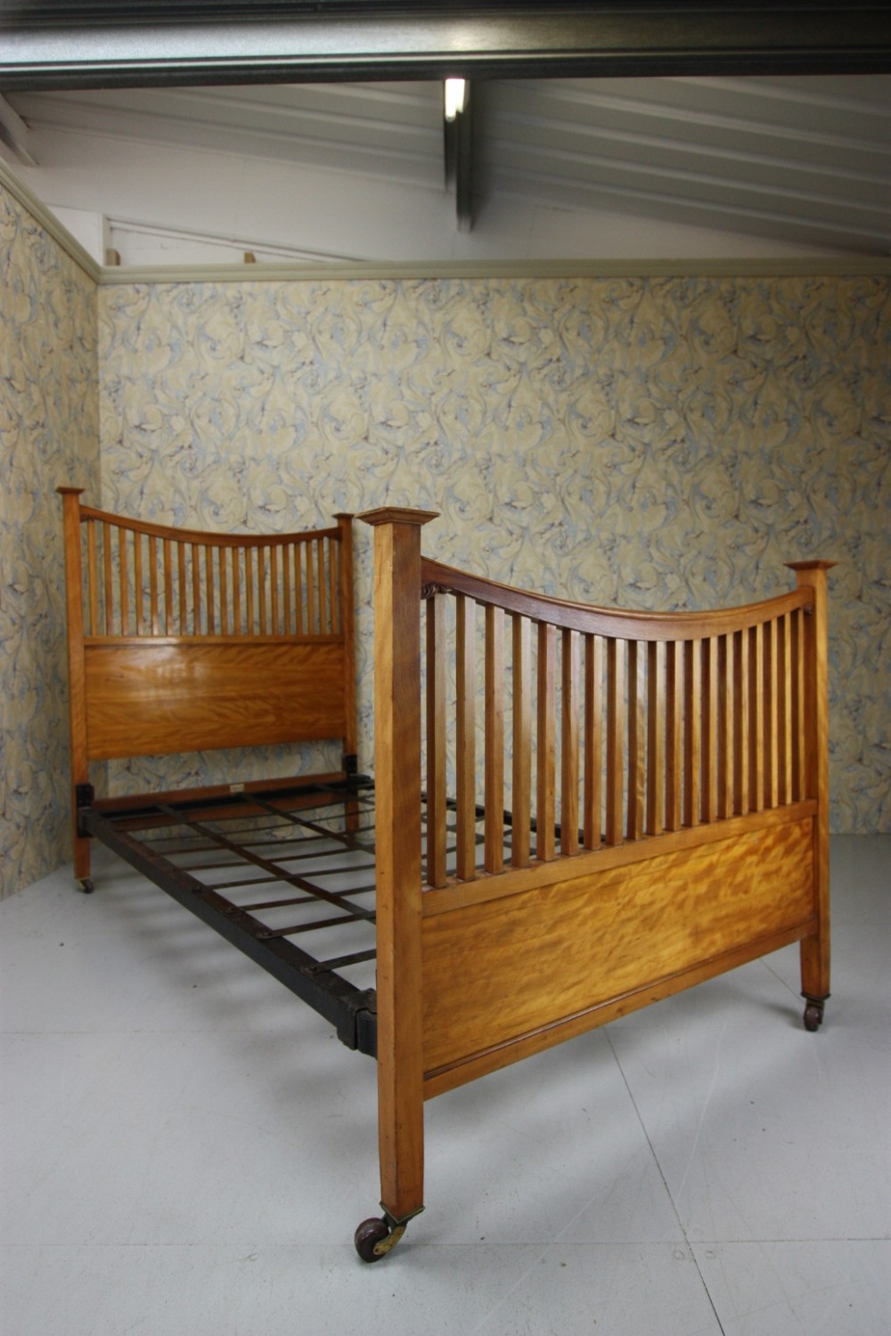 Heals Antique Satin Birch Bed.