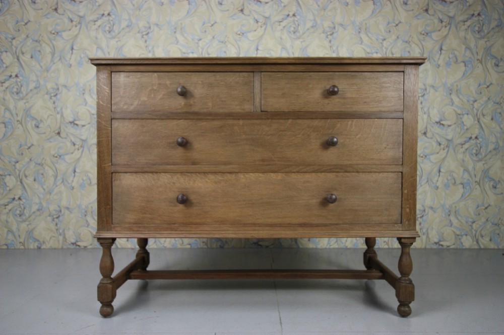1930's Heals Oak Chest of Drawers. Labeled.