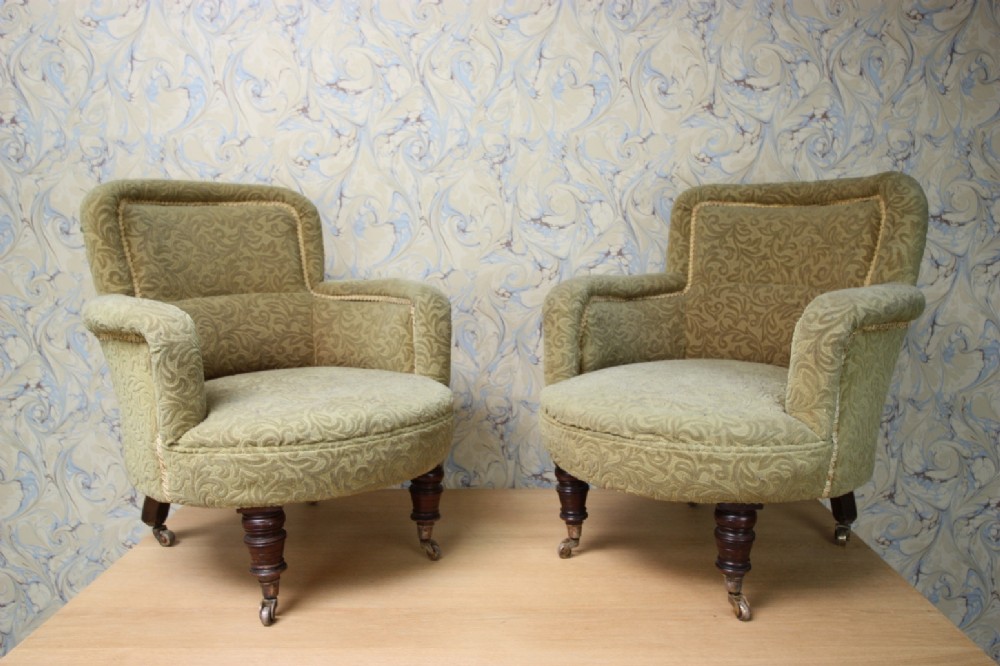 Pair of English 19th Century Antique Tub Chairs.