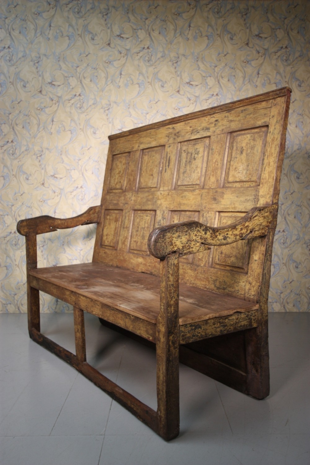 18th Century Antique Settle in Original Paint.