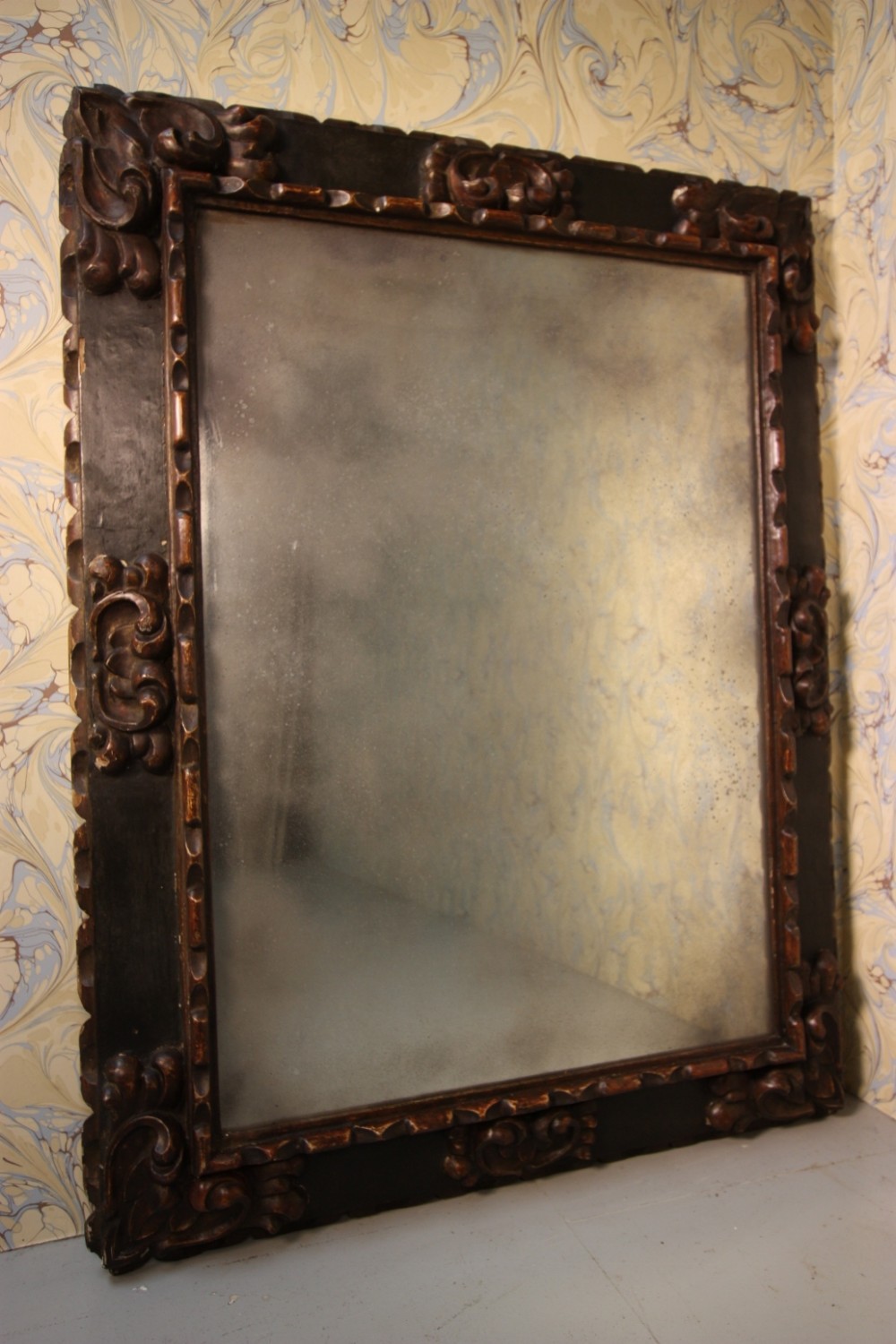 Large 19th Century Antique Mirror with Fabulous Plate.