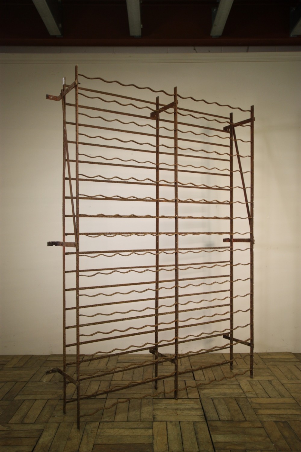 Tall Edwardian Antique Iron Wine Rack.