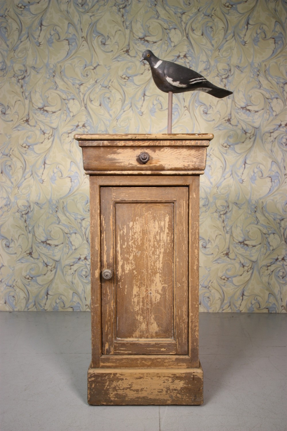 19th Century Antique Pine Bedside Cabinet.