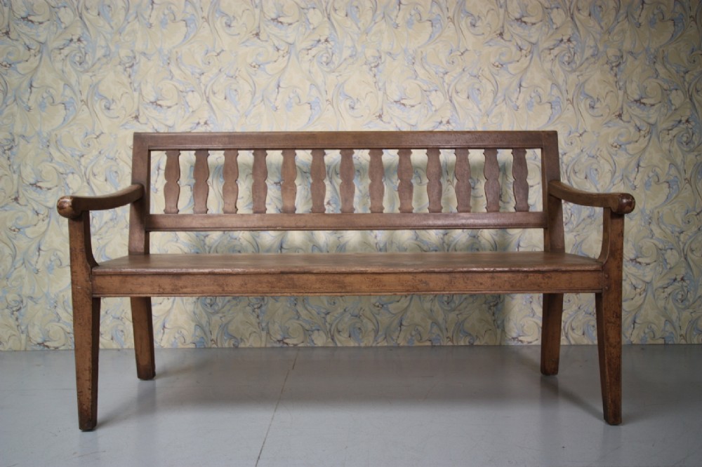 Late Georgian Antique Pine Bench Seat in Original Paint.