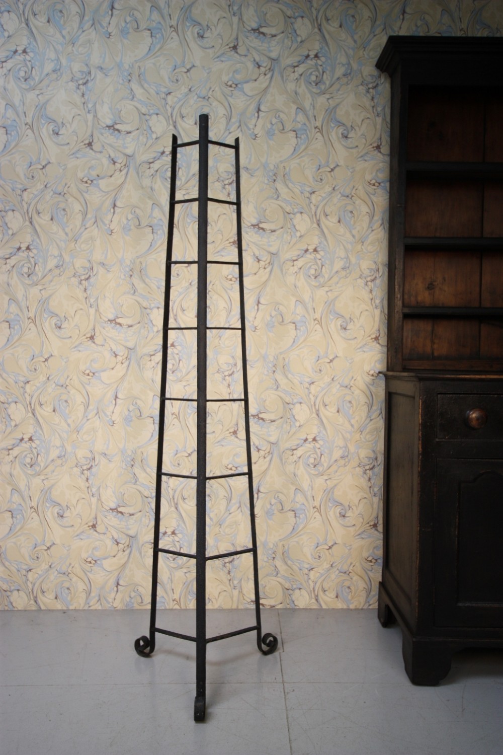 Tall Early 19th Century Antique Iron Pan Stand.
