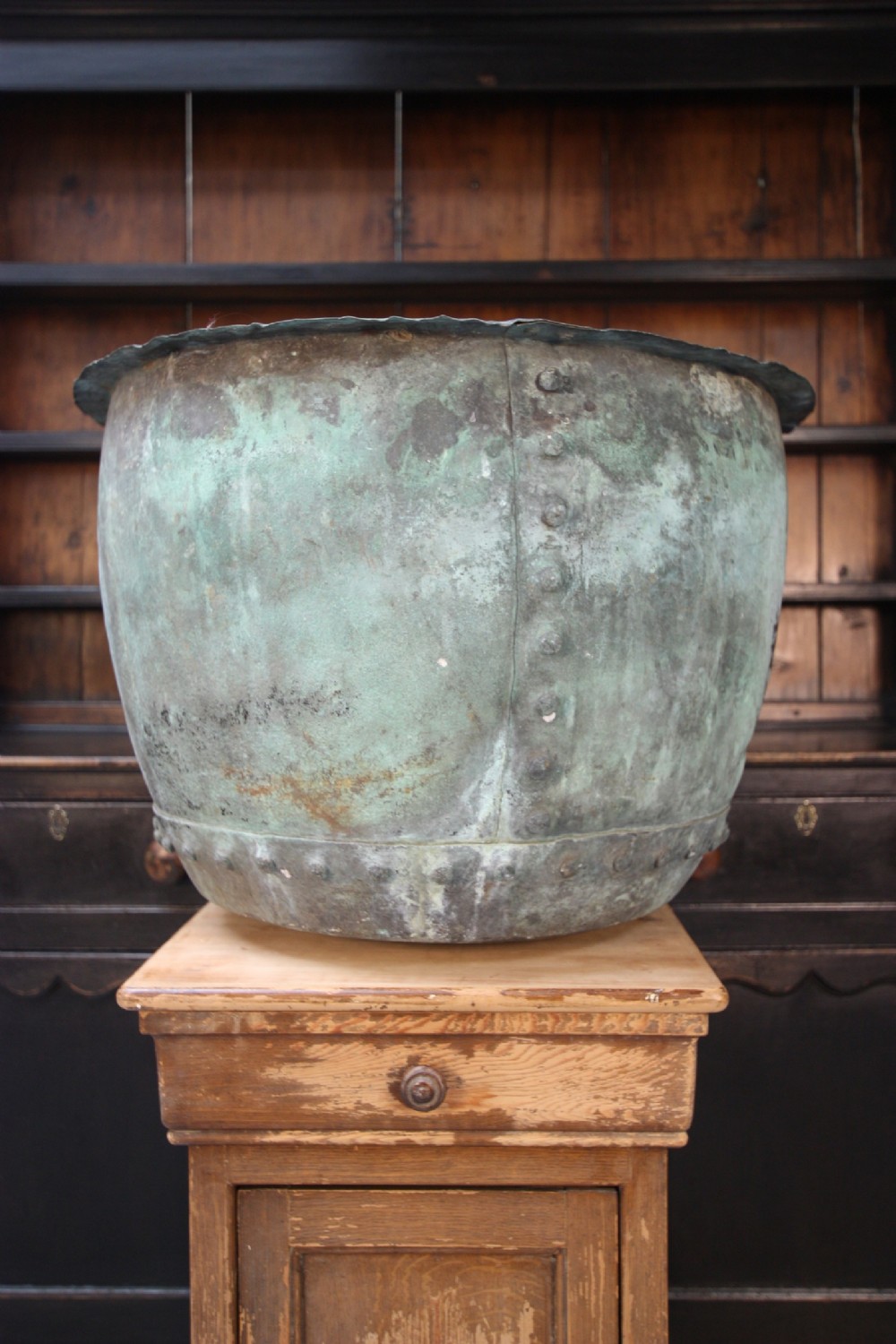 19th Century Antique Verdigris Copper Vessel.