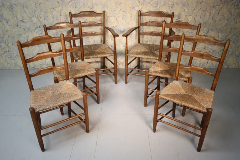 A True Set of Six Antique Clissett Dining Chairs.