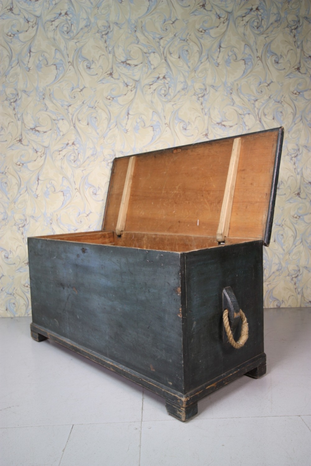Georgian Antique Original Painted Pine Bedding Box.