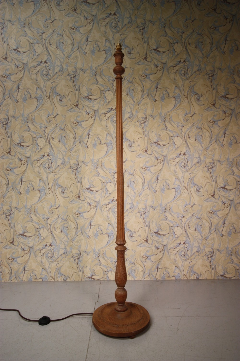 Heals 1920's Reeded Oak Standard Lamp.