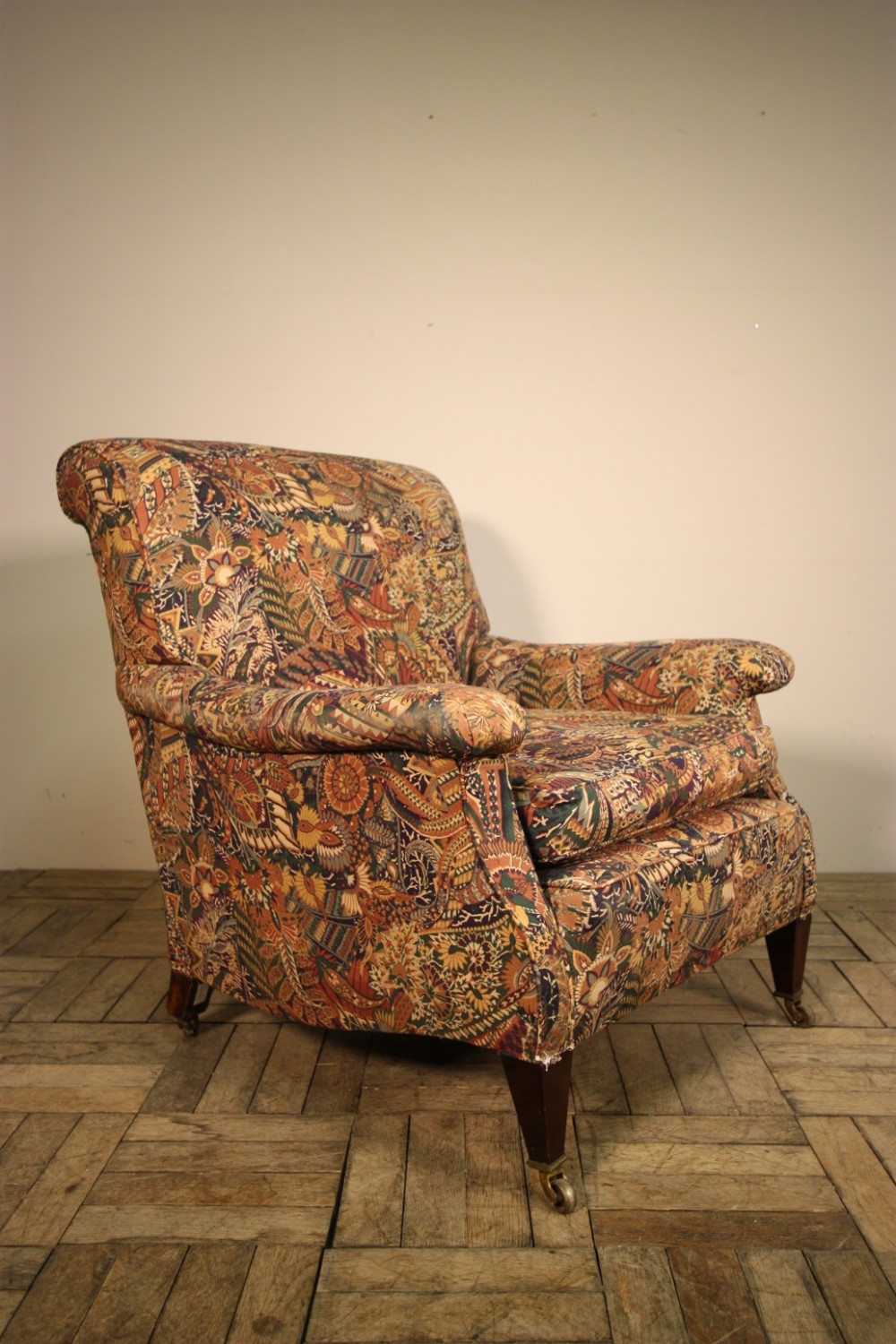 English 19th Century Antique Upholstered Armchair.