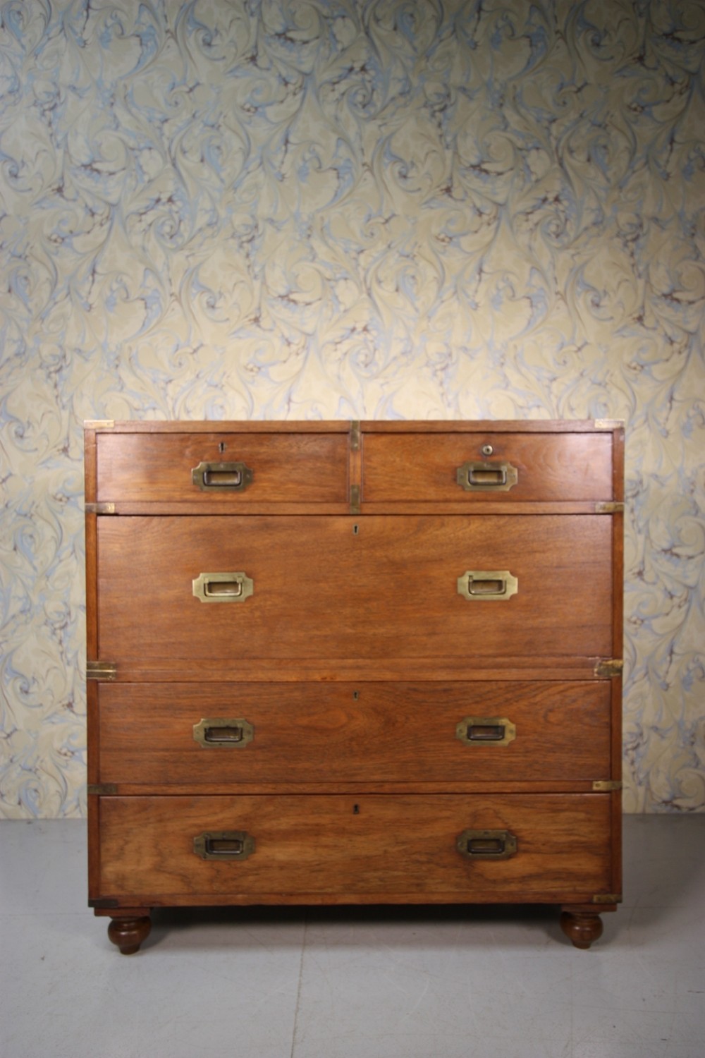 19th Century English Antique Military Chest of Drawers.