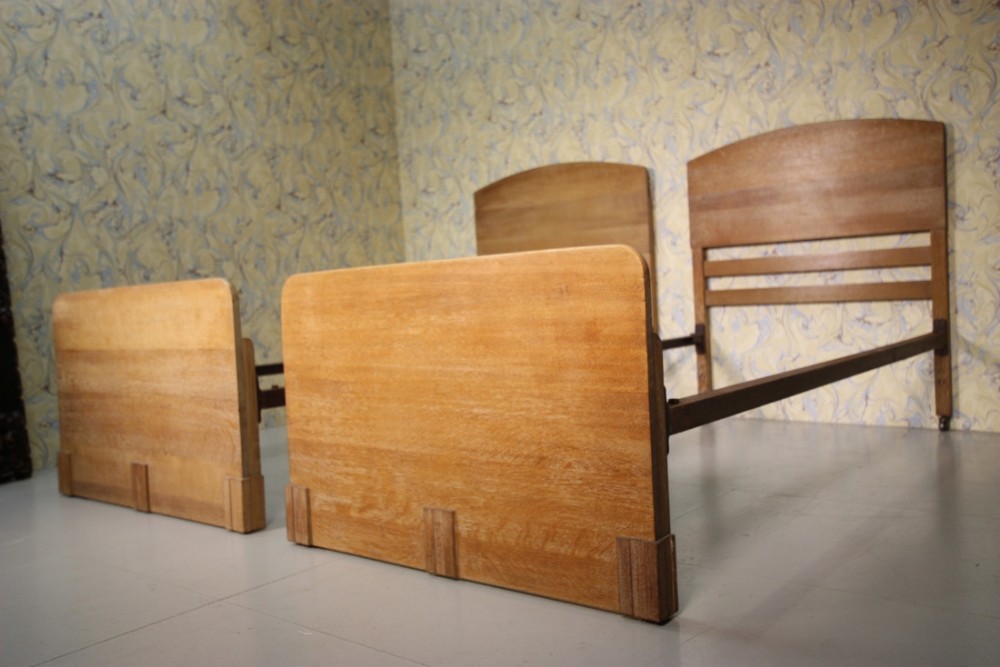 Pair of English 1930's Oak Beds.