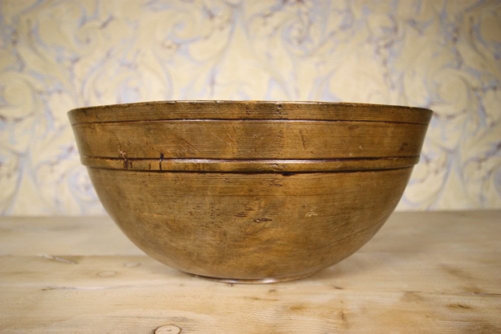 English Antique Sycamore Dairy Bowl.