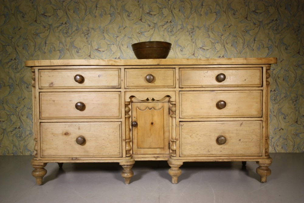 19th Century Antique Pine & Sycamore Lancashire Dresser Base.