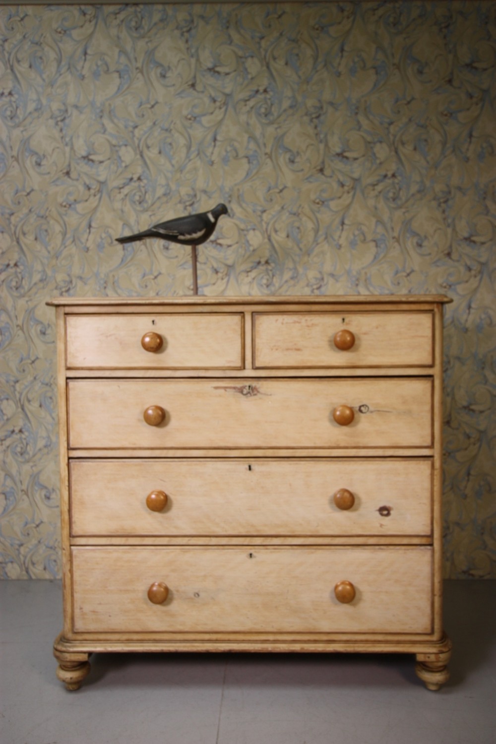 Original Painted Pine Antique Chest of Drawers.