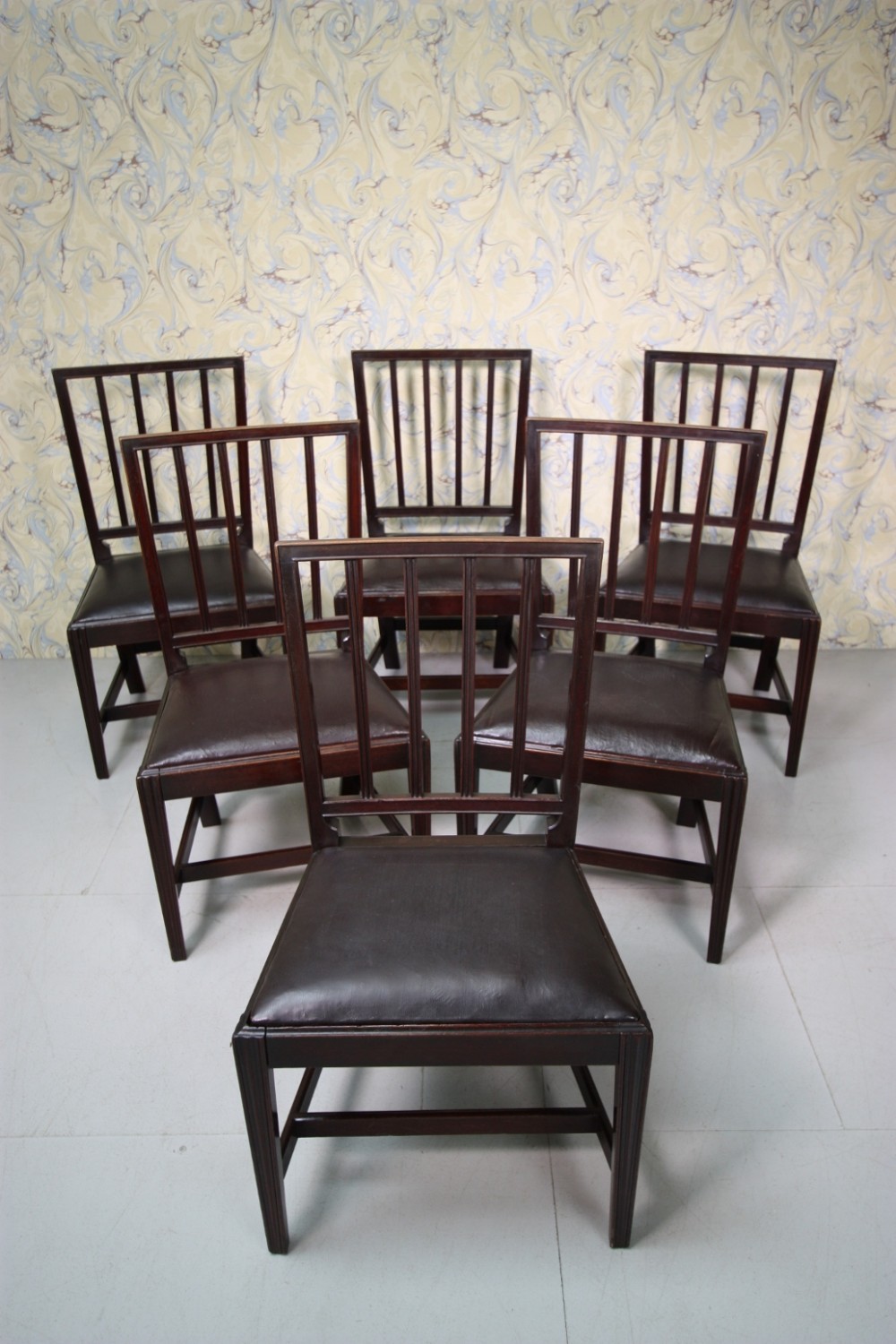Set of Six Regency Antique Cuban Mahogany Dining Chairs.