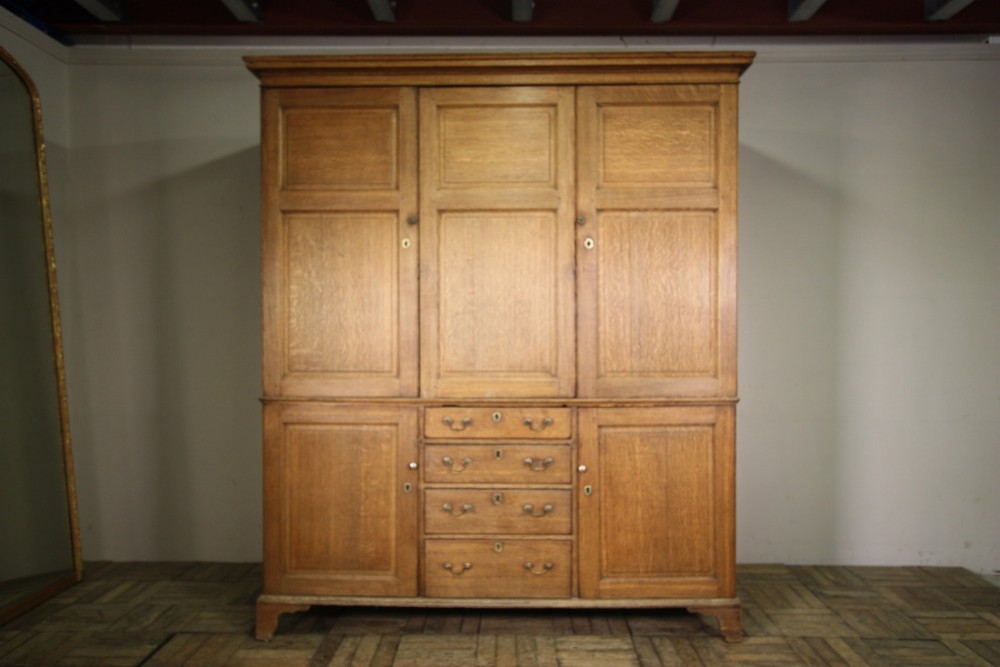 18th Century English Antique Oak Housekeepers Cupboard.