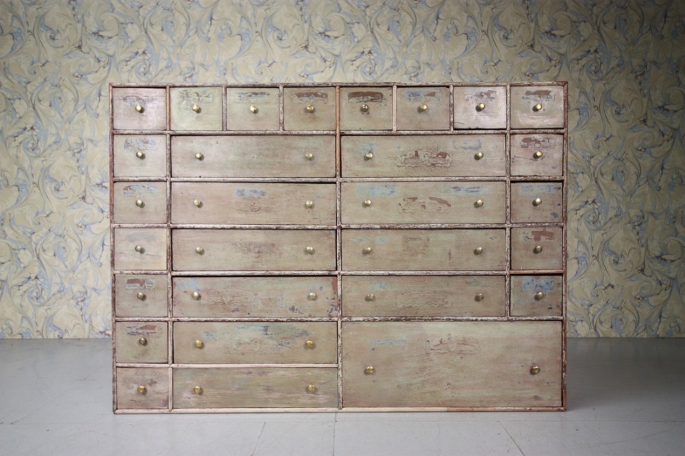 Georgian Antique Bank of Apothecary Drawers.