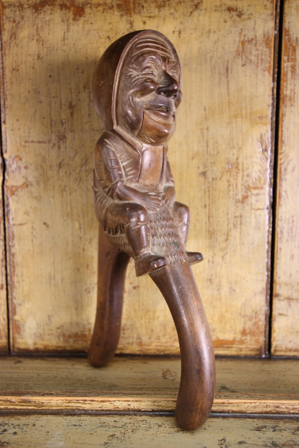 19th Century Antique Black Forest Gnome Nutcracker.