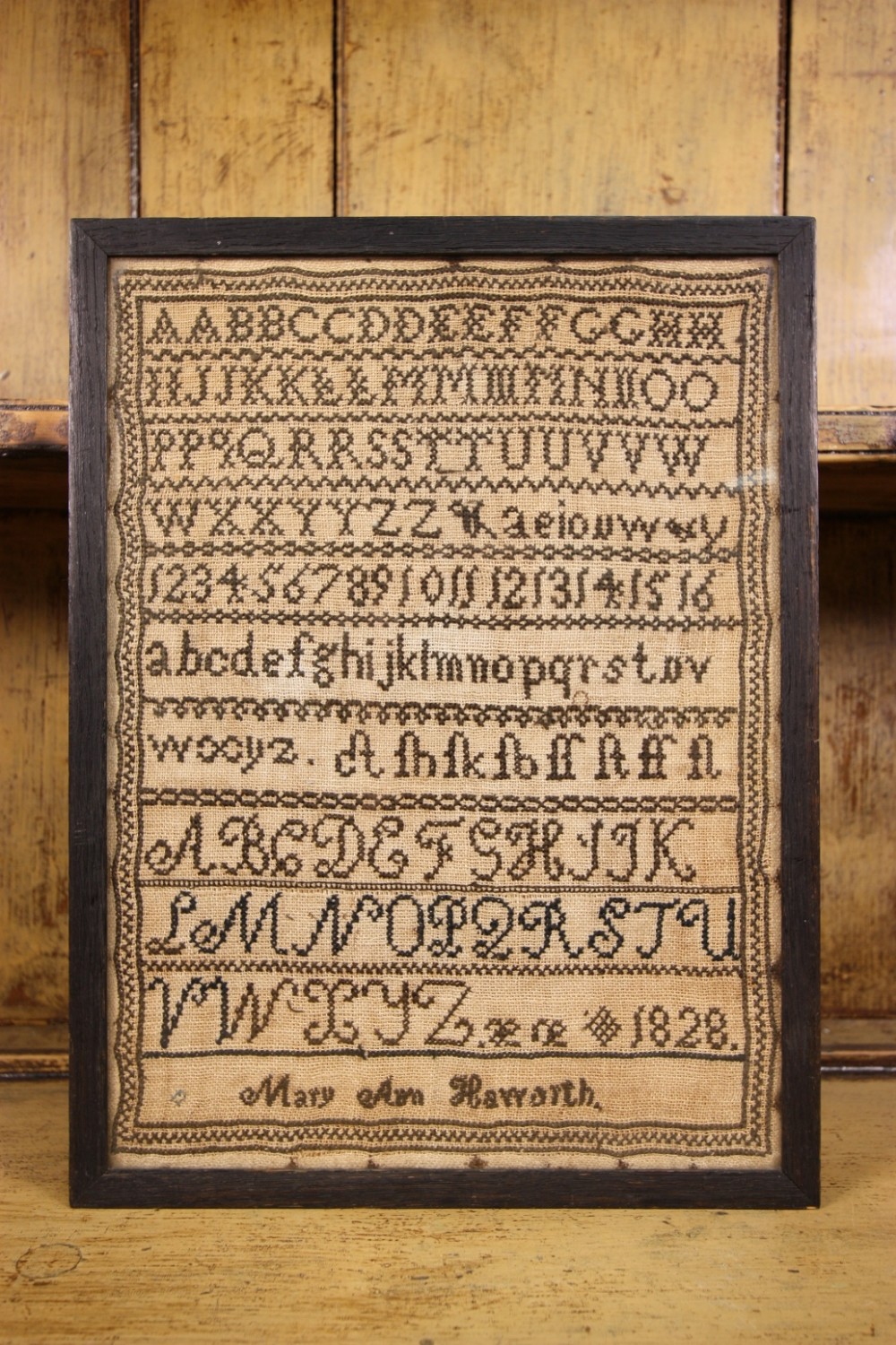 English Regency Antique Sampler Dated 1828.