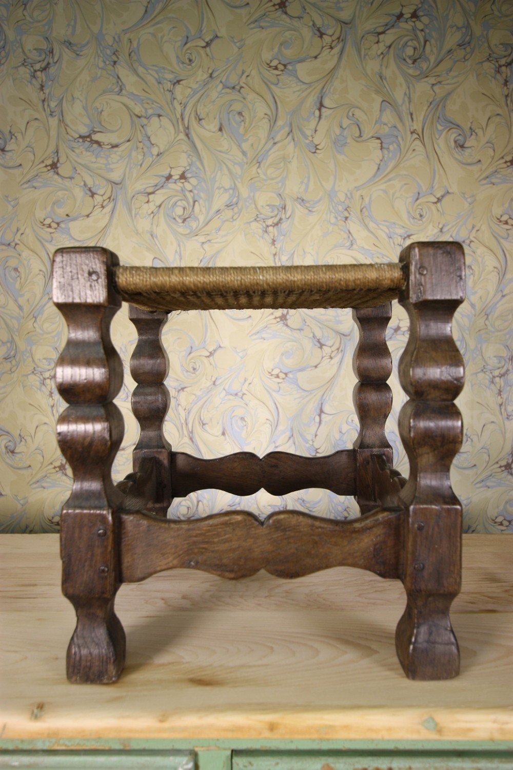 Early 19th Century Welsh Antique Oak Stool.