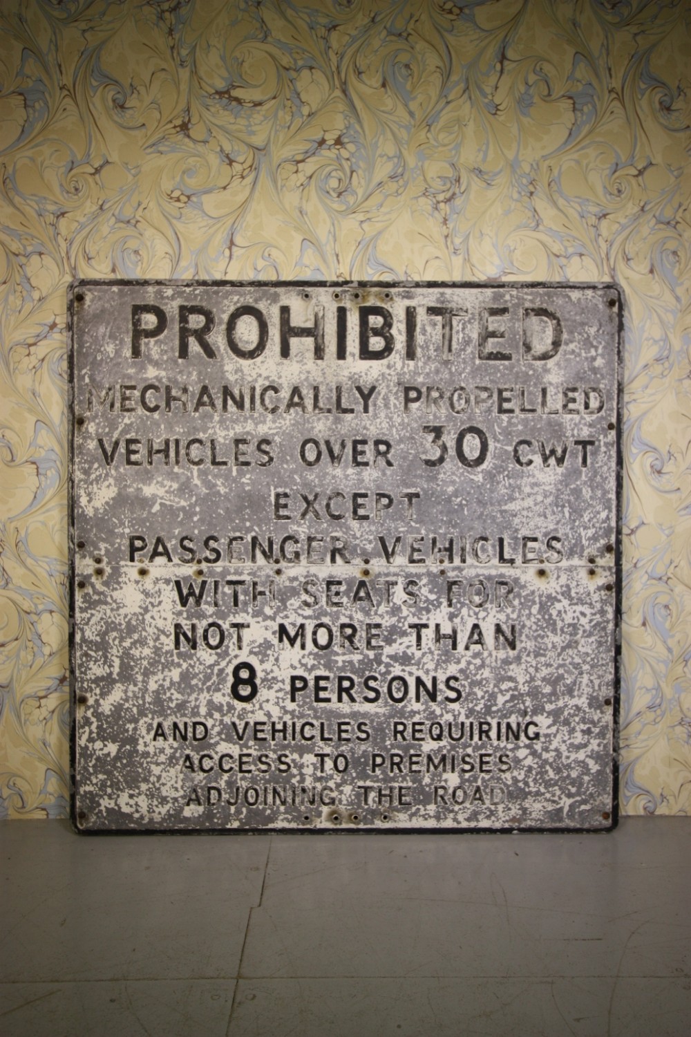 Large 1930's Cast Iron Motoring Warning Sign.