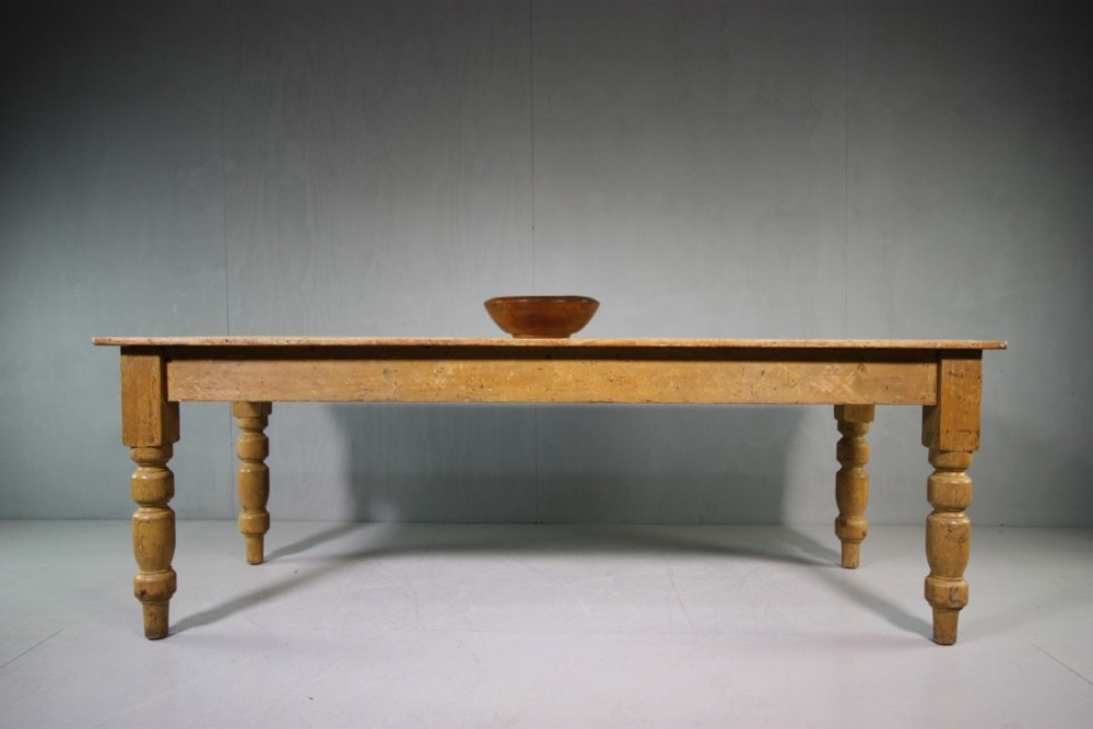 Large 19th Century Painted Pine Dining Table.