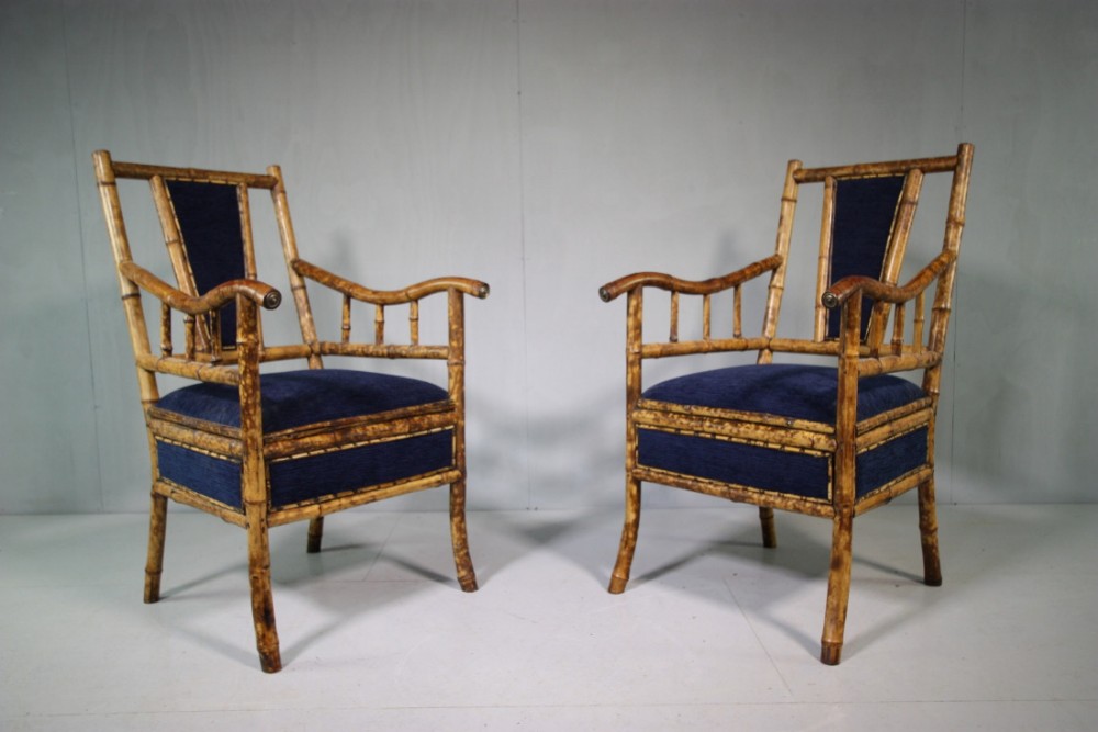 Fabulous Pair of Antique Bamboo Armchairs.