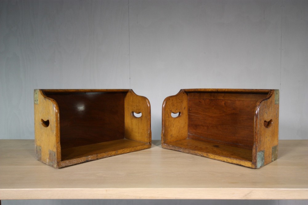 Pair of 19th Century Antique Oak Library Book Troughs.