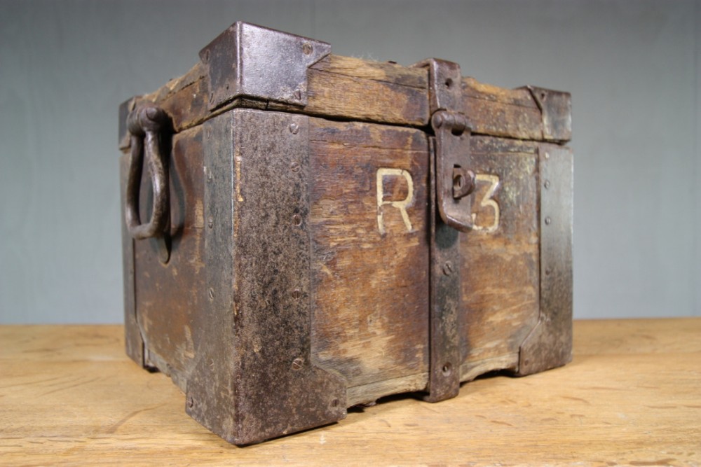 19th Century English Antique Oak Strong Box.