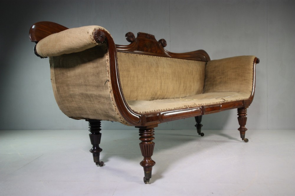 Large William IV English Antique Mahogany Sofa.