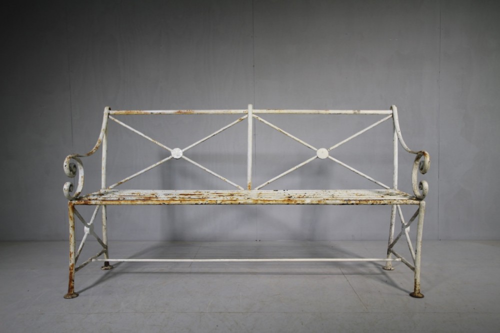 English Regency Antique Iron Garden Bench.