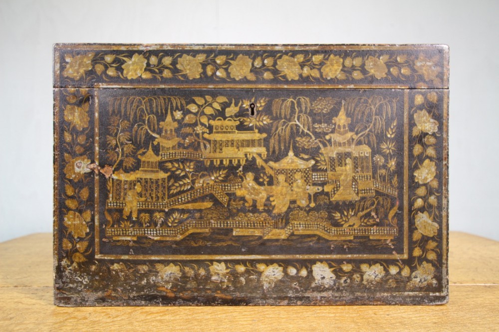 Regency Antique Camphor & Chinoiserie Chest.