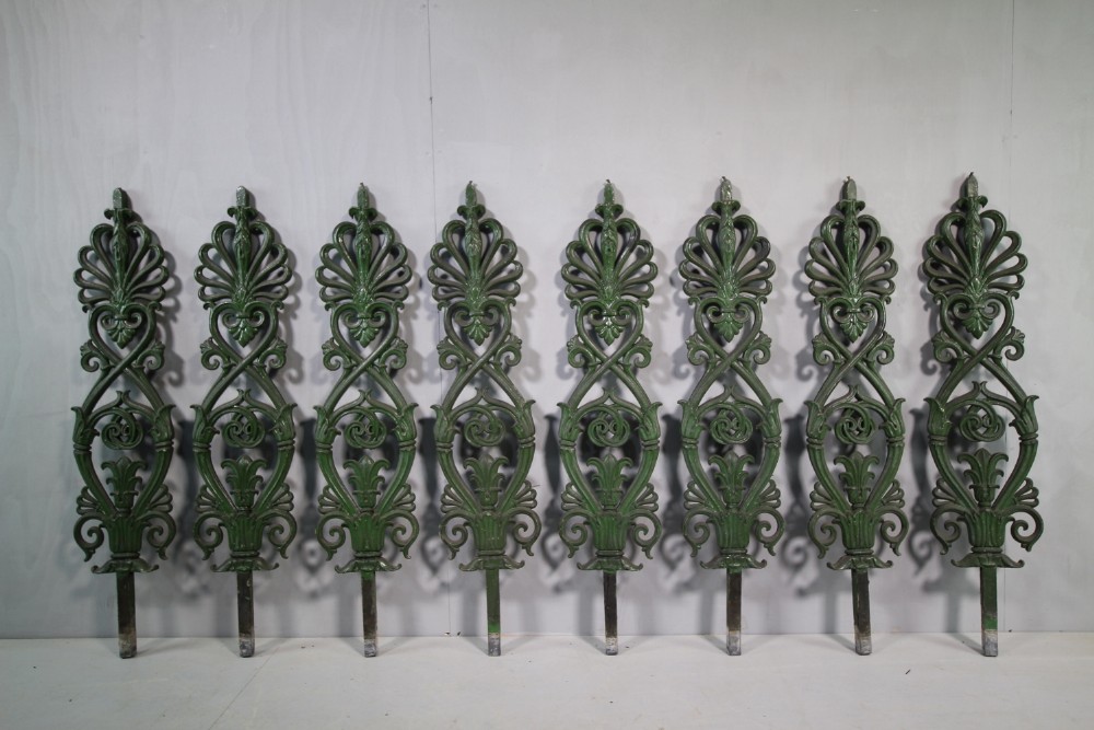 Set of 14 English Antique Cast Iron Balcony Uprights.