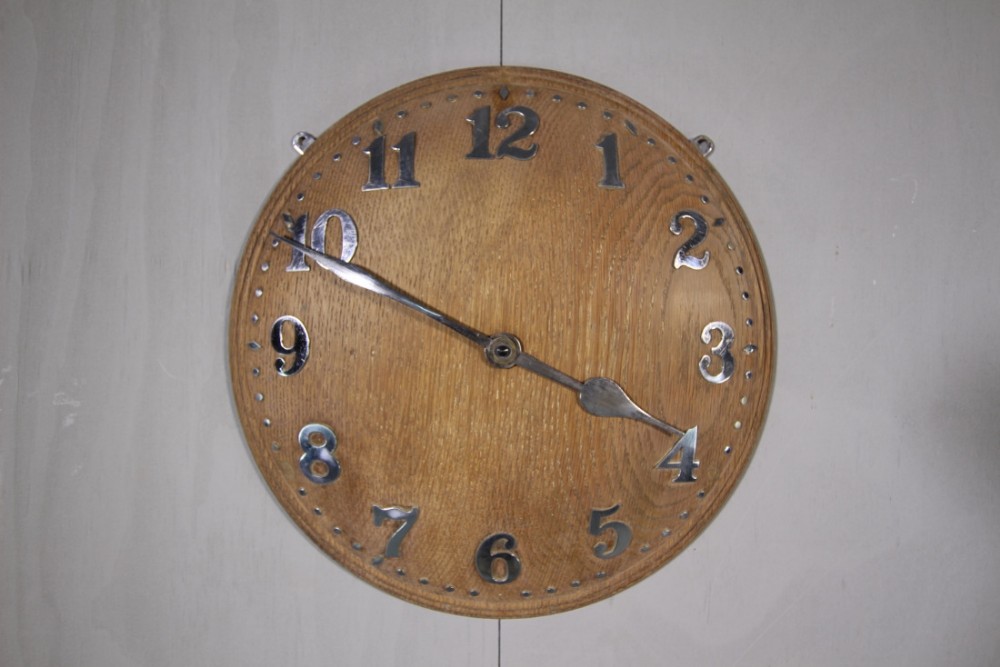 Heals of London Convex 1920's Oak Wall Clock. 
