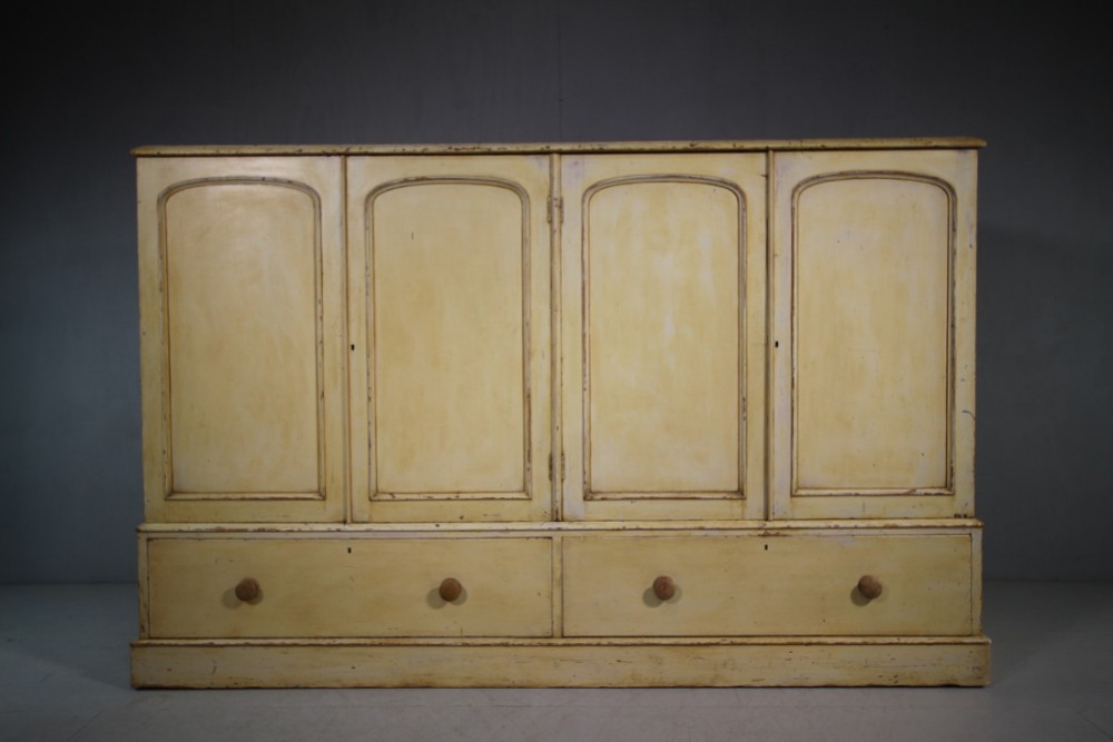 Super Large Antique Press Cupboard in Original Paint .