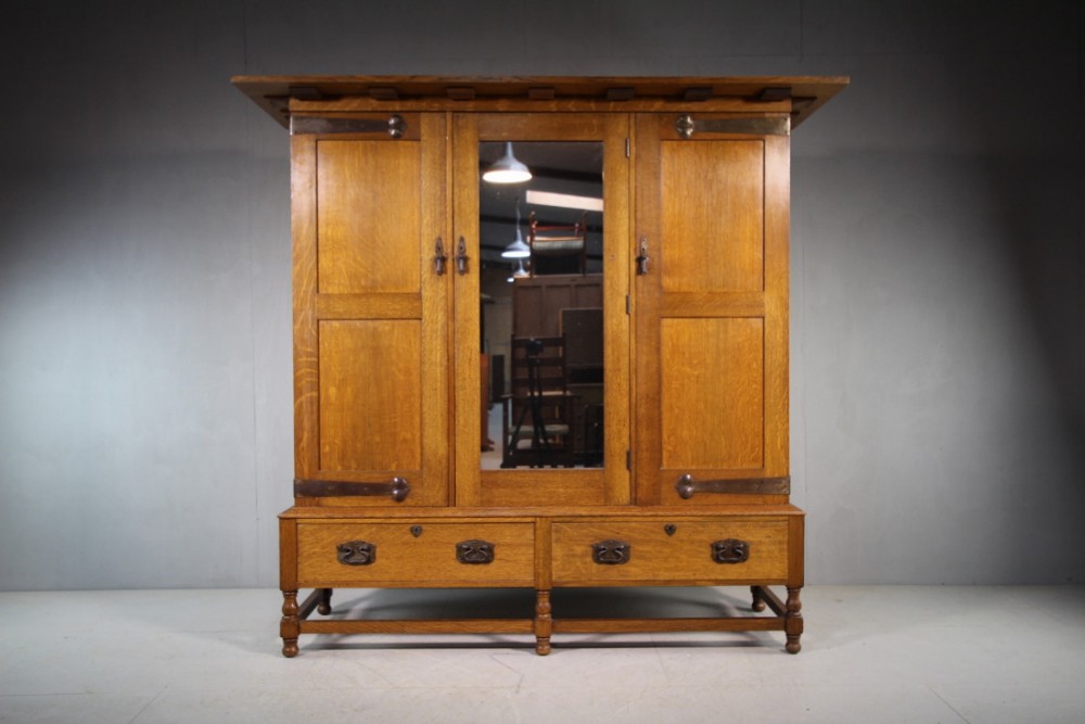 Super Large Heals of London Oak Antique Wardrobe-Splits Up.