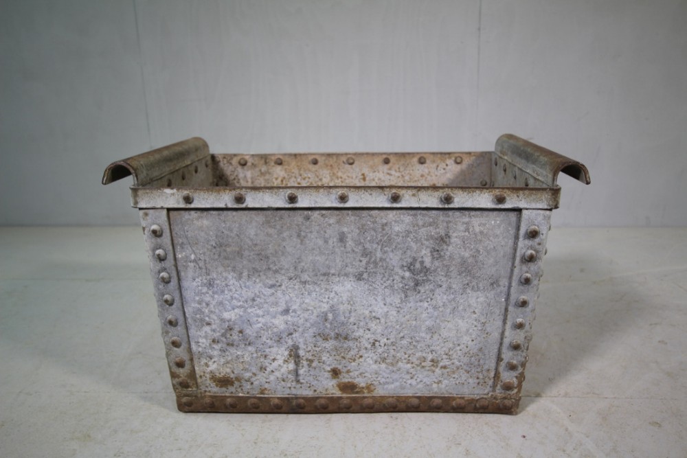 English 1920's Rivetted Metal Log Bin.