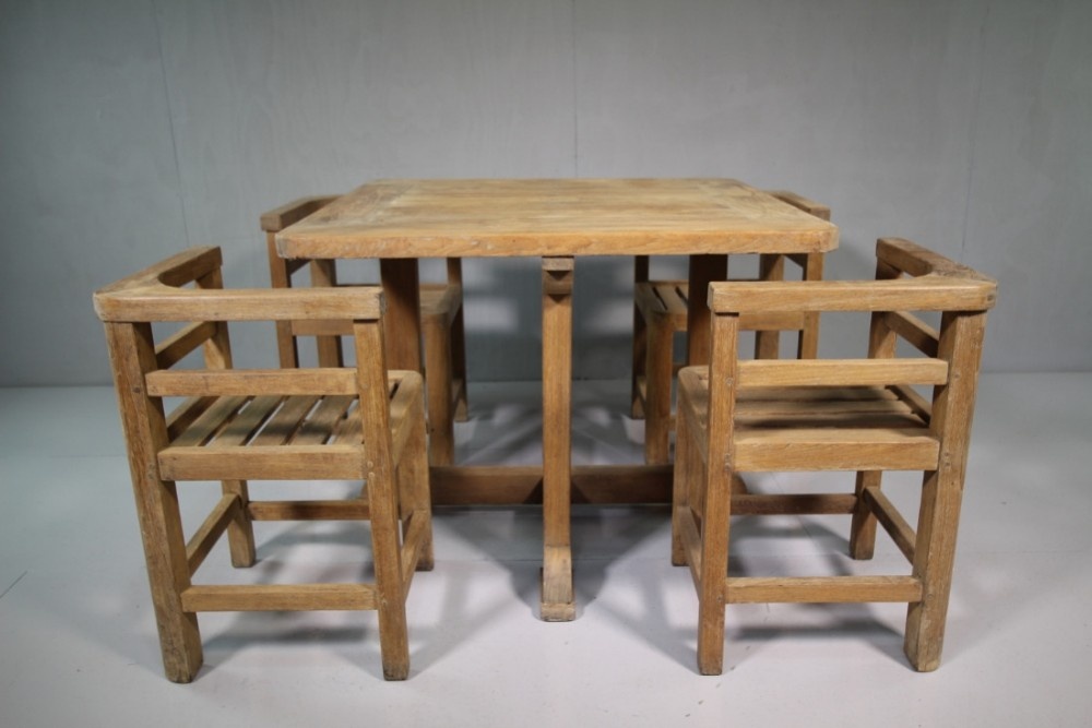 1930's English Teak Garden Set : Chairs & Table.